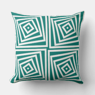 Almofada Padrão Espiral de Caixa Elegante Verde e Branco