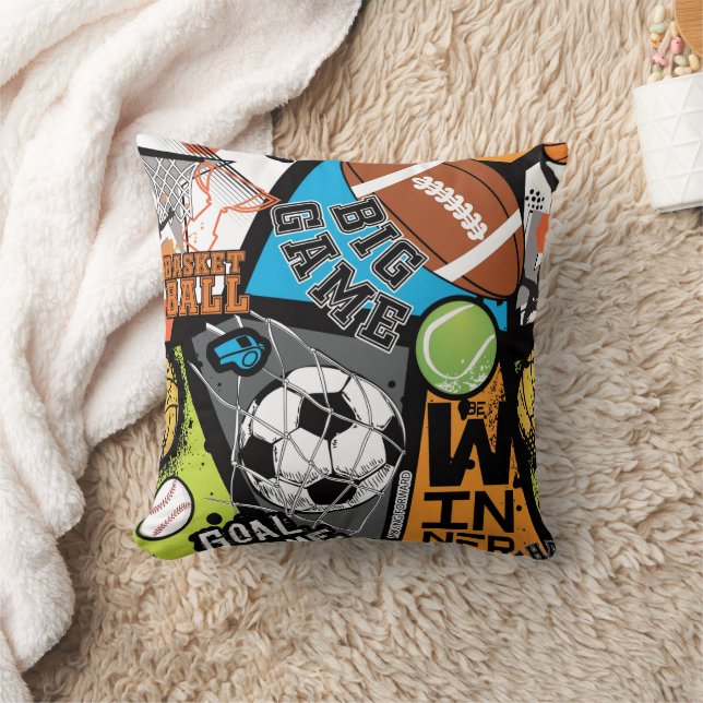 Almofada Padrão Esportivo Com Bolas (Cobertor)