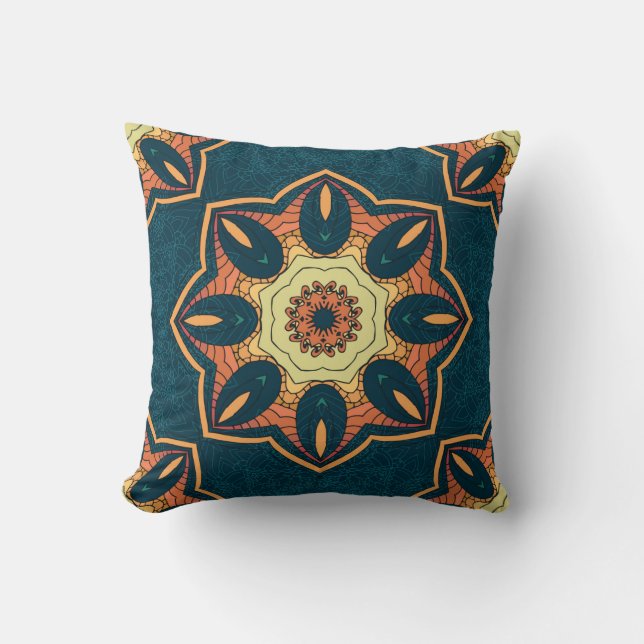 Almofada Padrão étnico uniforme com mandala. ilustração (Frente)