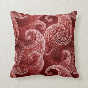 Almofada Padrão Exótico de Paisley Vermelho