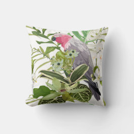 Almofada Padrão exótico tropical com papagaio e flores
