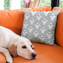 Almofada Padrão fantasma preto e branco Spooky Halloween