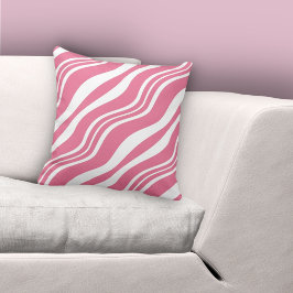 Almofada Padrão Feminino de Linhas Rosa e Branco Irregulare