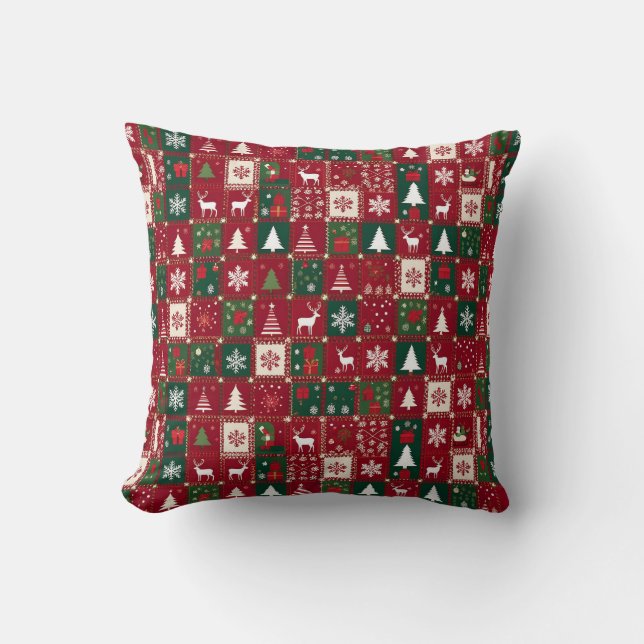 Almofada padrão festivo de Natal (Frente)