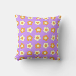Almofada Padrão Flor Simples Laranja Púrpura Púrpura