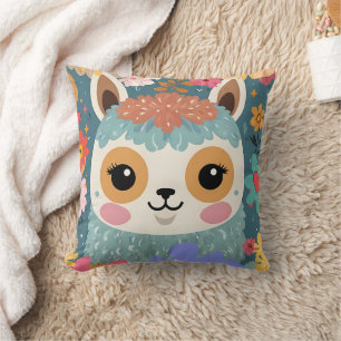 Almofada Padrão Floral Alpaca Lama Cute
