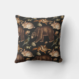 Almofada Padrão Floral Animais da Floresta Caprichosa