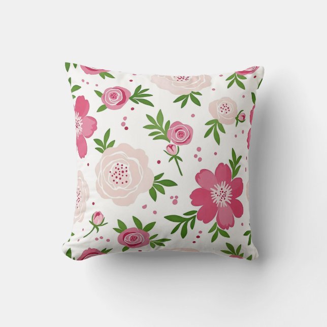 Almofada Padrão Floral Aquarela – Design Plano (Frente)