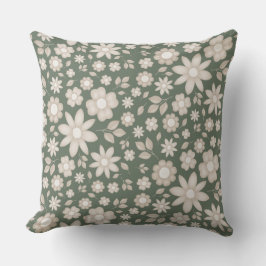 Almofada Padrão Floral Aquarela Romântico em Sage Profundo