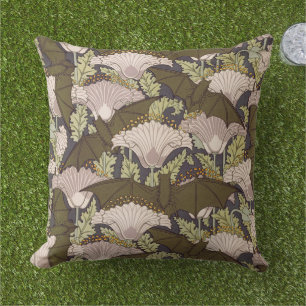 Almofada Padrão Floral Art Nouveau Vintage de Morcego e Pap