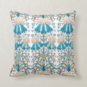 Almofada Padrão Floral Arte Francesa Nouveau Azul Branco
