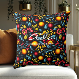 Almofada Padrão Floral Artístico Khokhloma Personalizado