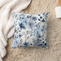 Padrão Floral Azul Cinza Cottagecore Aconchegante