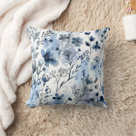 Almofada Padrão Floral Azul Cinza Cottagecore Aconchegante