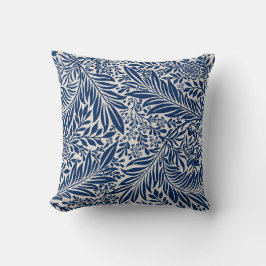 Almofada padrão floral azul com folhas e flores diversas