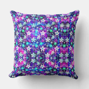Almofada Padrão Floral Azul - Geométrico da Flor Edelweiss