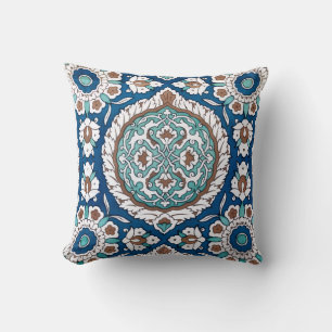 Almofada Padrão Floral Azul Turquesa Marroquino Vintage