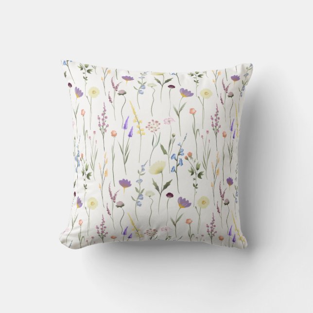 Almofada Padrão Floral bonito de Flores Selvagens (Frente)