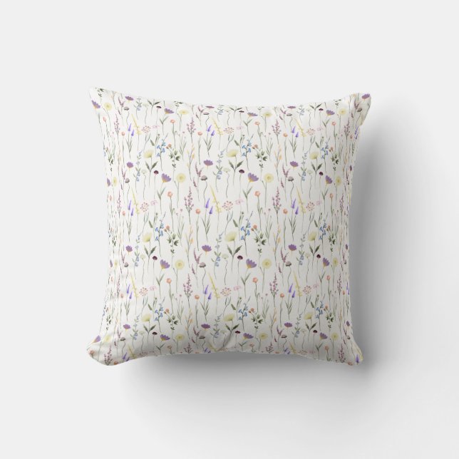 Almofada Padrão Floral bonito de Flores Selvagens (Frente)