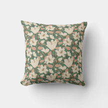 Padrão Floral Botânico de Beige Lily Verde