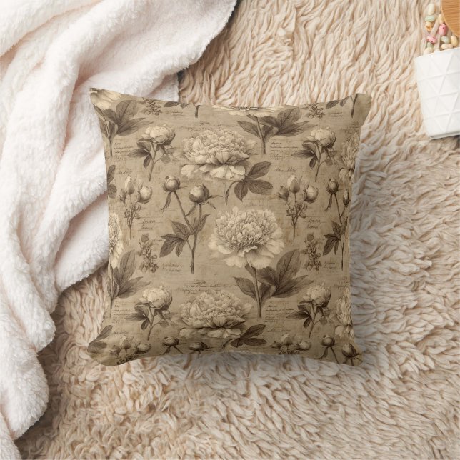 Almofada Padrão Floral Botânico Vintage (2) (Cobertor)