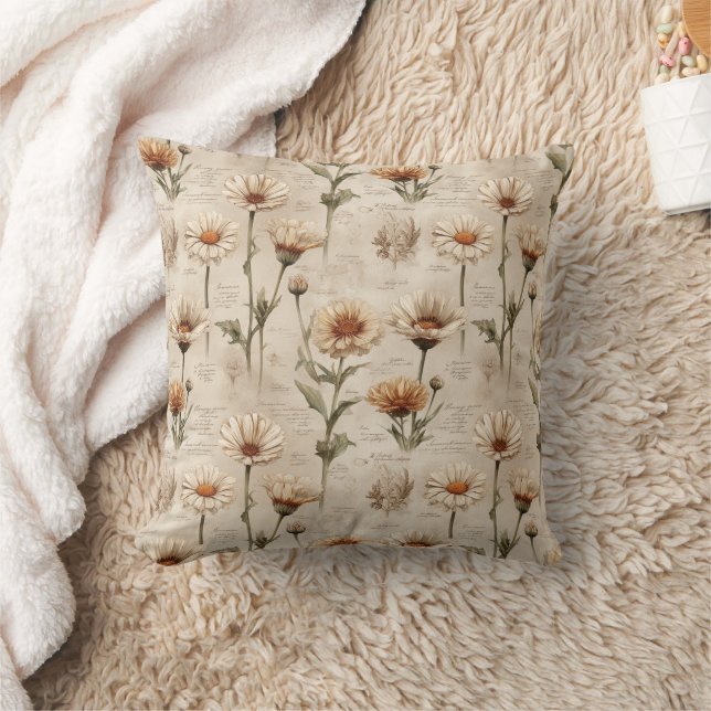 Almofada Padrão Floral Botânico Vintage (8) (Cobertor)