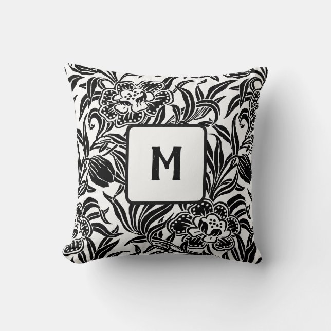 Almofada Padrão Floral Botânico Vintage Art Nouveau (Frente)