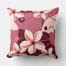Almofada Padrão Floral Branco Creme e Rosa Pêssego