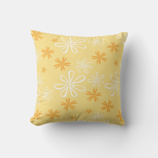 Almofada padrão floral branco e marrom (Frente)