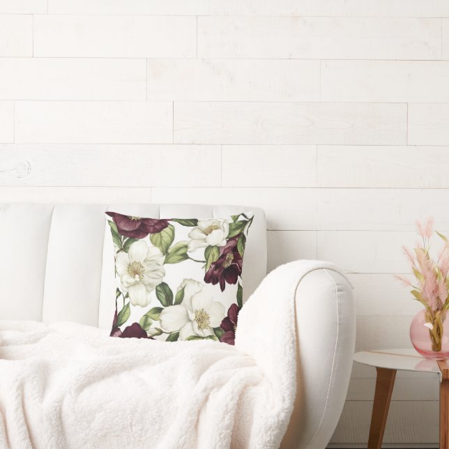Almofada Padrão Floral Burgundy (Sofá)