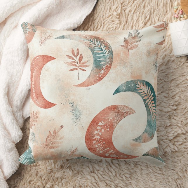 Almofada Padrão Floral Celestial Boho Lua (2) (Cobertor)