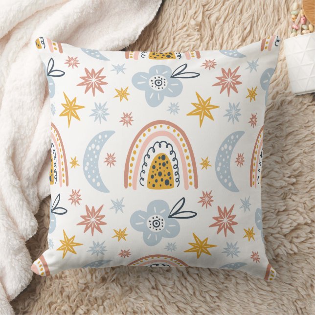 Almofada Padrão Floral Celestial e Arco-íris (Cobertor)