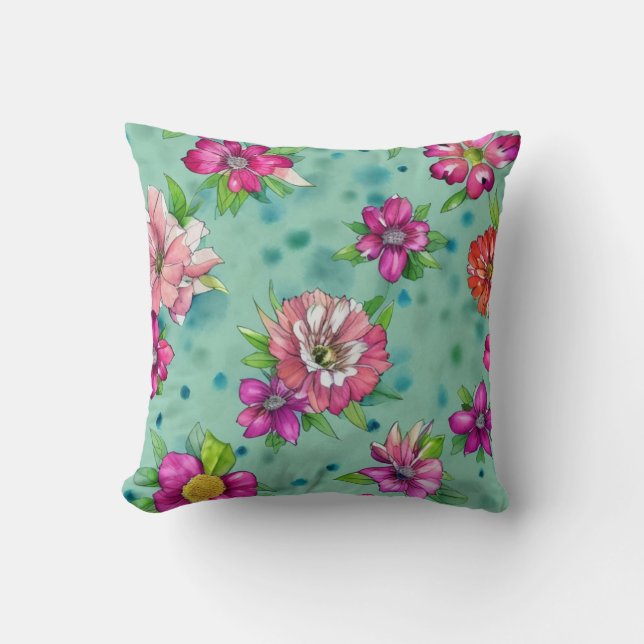 Almofada Padrão floral colorido (Frente)