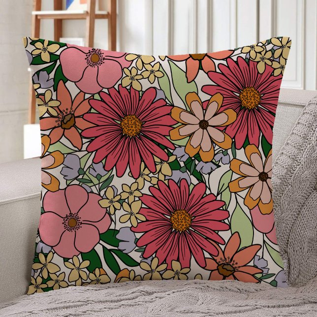 Almofada Padrão Floral Colorido Boho (Criador carregado)