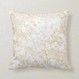 Almofada Padrão floral da colheita de marfim branco