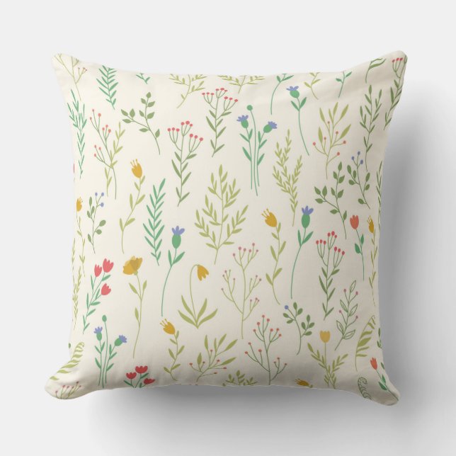 Almofada Padrão Floral da Flor Botânica 20" x 20" (Frente)