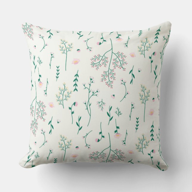 Almofada Padrão Floral da Flor Botânica 20" x 20" (Frente)