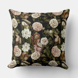 Almofada Padrão Floral Da Flor Botânica Da Vintage Lady Ret