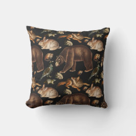 Almofada Padrão Floral De Animais Da Floresta Whimsical