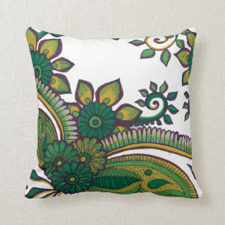 Almofada Padrão Floral de Boho Terrestre de Mandala Verde e