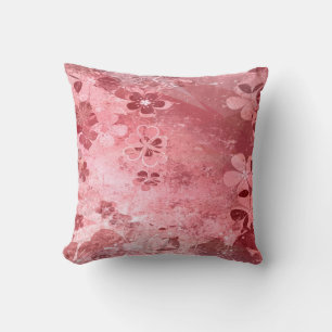 Almofada Padrão floral de cor rosa