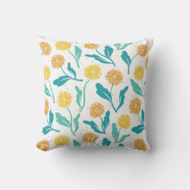 Almofada Padrão Floral de Dandelion Amarelo - Inspirado na
