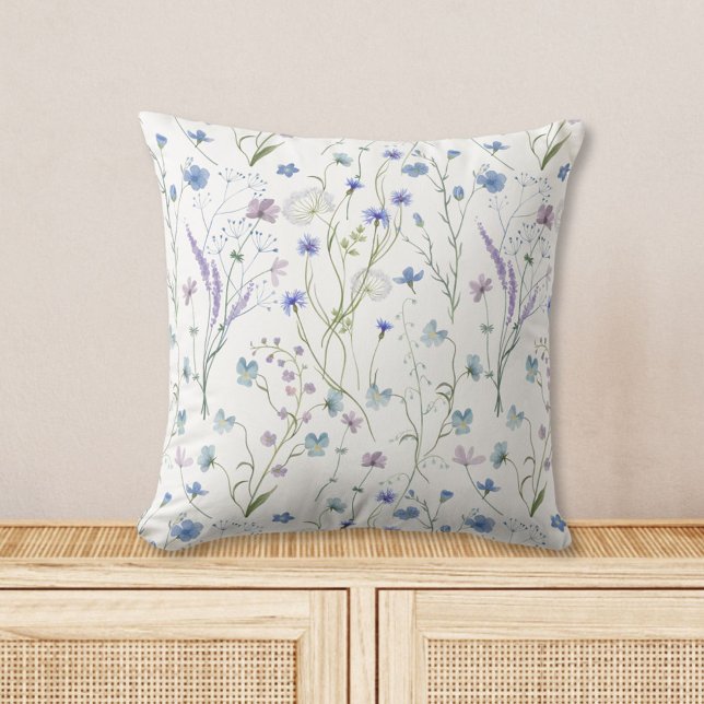 Almofada Padrão Floral de Flor Bonito Roxo Azul (In situ)