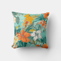 Padrão Floral de Flor de Praia Vibrante Interior