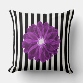 Almofada Padrão Floral de Flor Xray com Stripes Pretas e Br