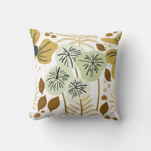 Almofada Padrão Floral de Folhagem Bonito Moderna