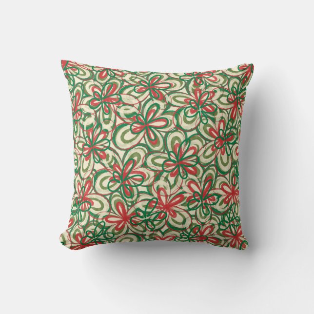 Almofada Padrão Floral de Natal pintado por Modern Boho (Frente)