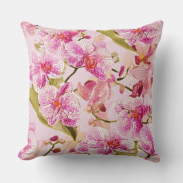 Almofada padrão floral de orquídea rosa