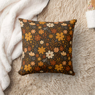 Almofada Padrão Floral de Queda Vintage - Flores de outono