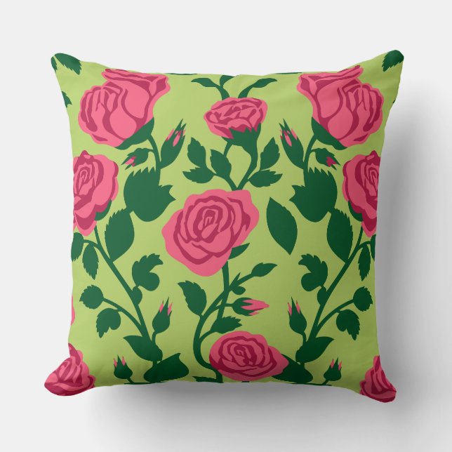 Almofada Padrão Floral de Rosa Rosa (Frente)